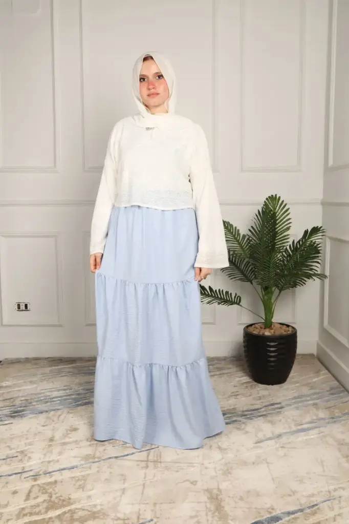  Baby blue Linen Skirt   