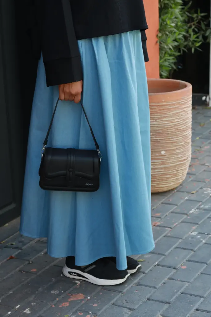 Light denim cloche skirt