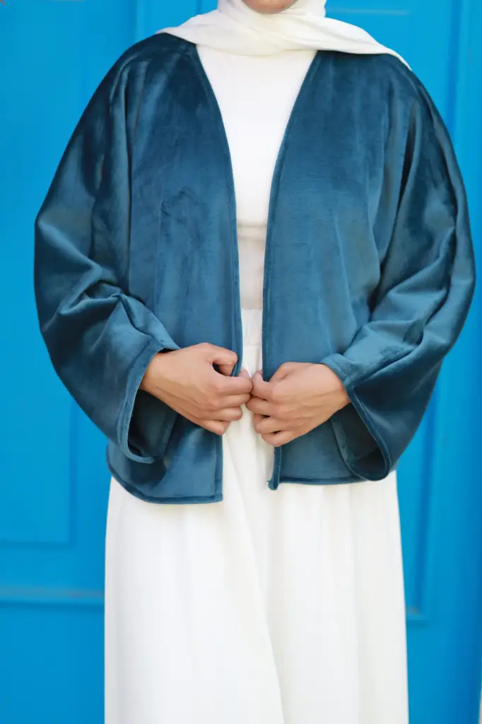 petrol blue cardigan 