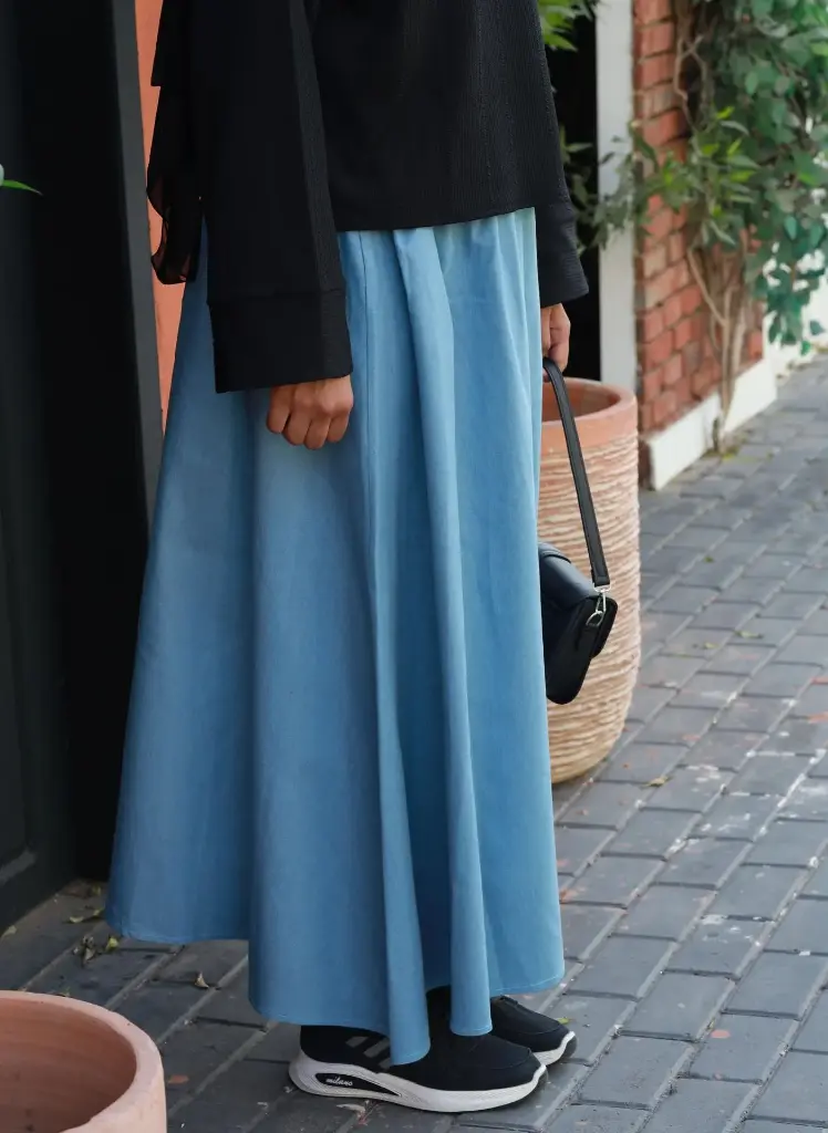 Light denim cloche skirt
