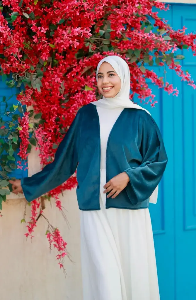 petrol blue cardigan 