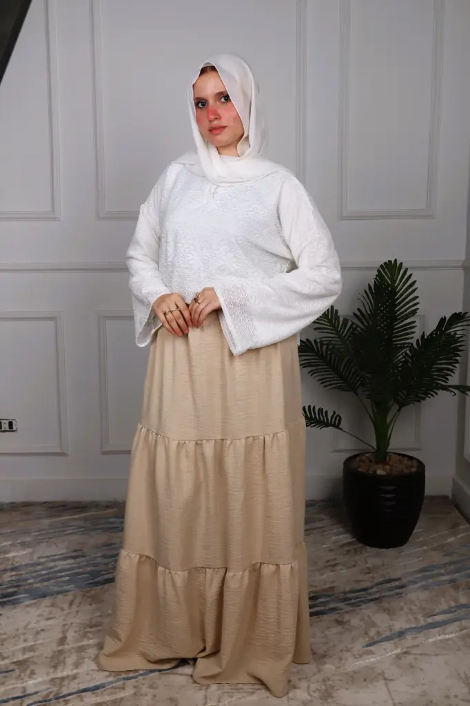  Beige Linen Skirt (S)