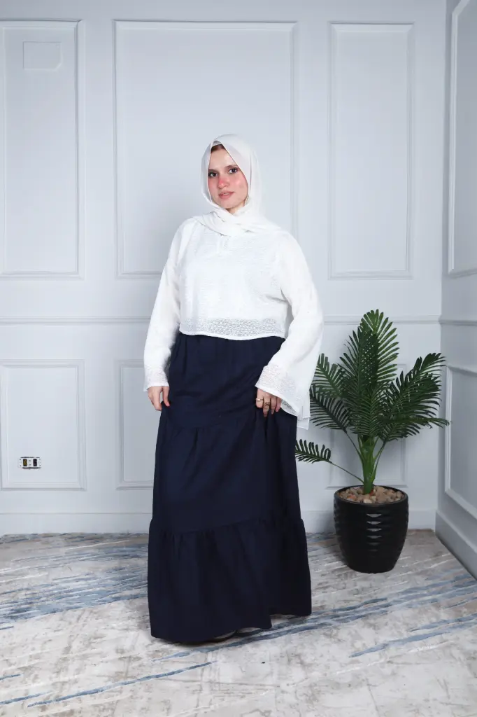  Dark blue Linen Skirt    (S)