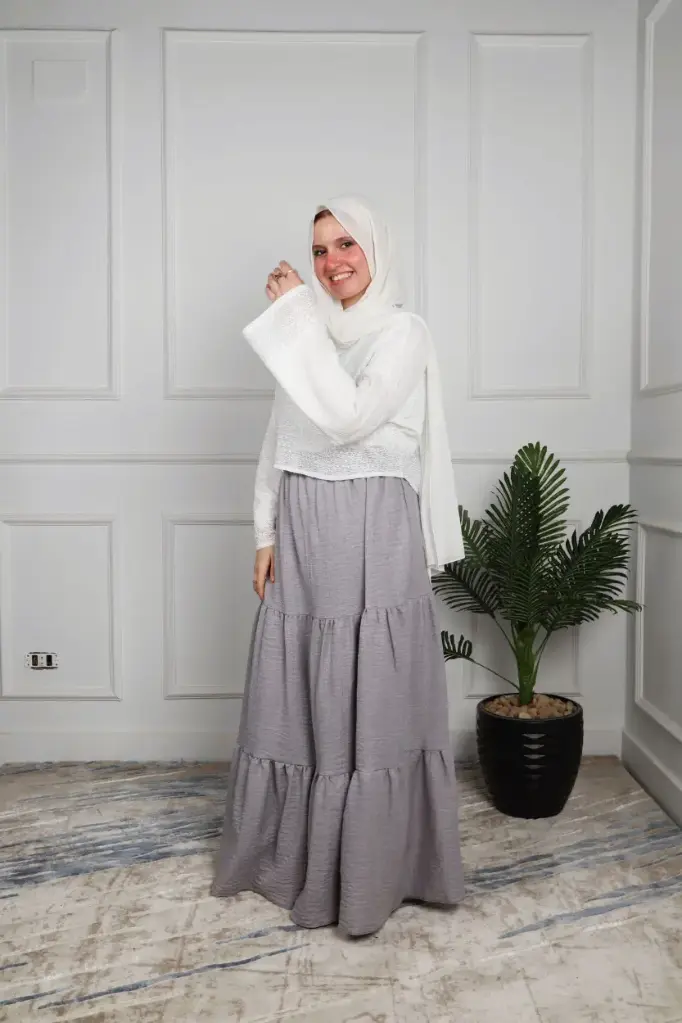  Light gray Linen Skirt  