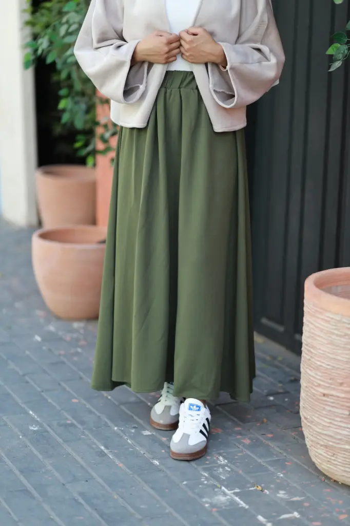  Olive green cloche skirt  (S, 100cm)